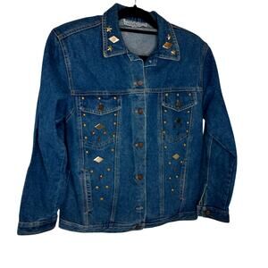 Vintage Made in The Shade Studded Denim Trucker Jacket Size Medium